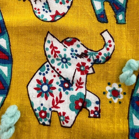 Retro Vintage HAND STITCHED Child Blanket Yellow Orange Multi Animals ADORABLE - Picture 5 of 13